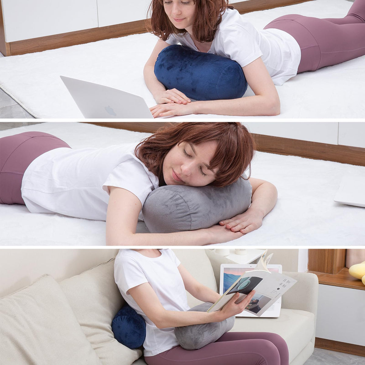 1 MIDDLE ONE Bolster Pillow delivers back and knee support during rest.