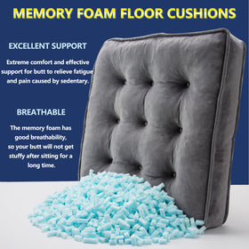 1 Middle One floor pillow set 2 grey side view highlighting portable handle