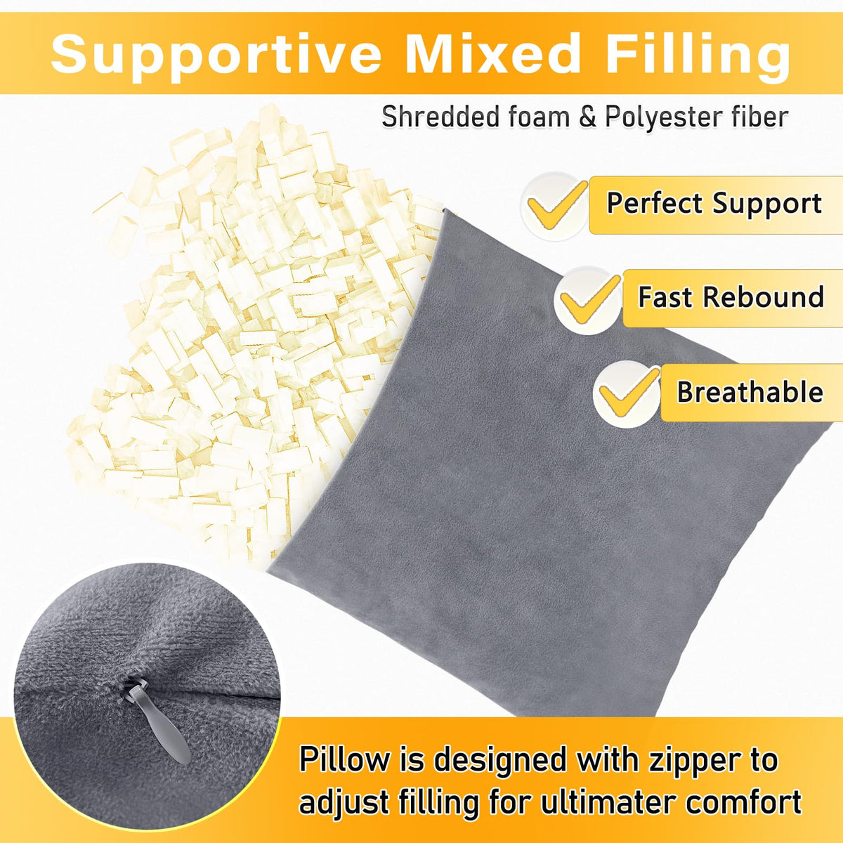 1 MIDDLE ONE zipper design cover allows adjustable loft