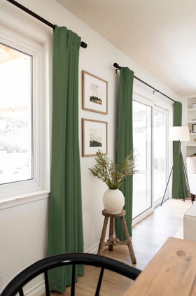 Back tab installation option for 100% Blackout Shield linen curtains