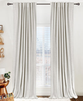 100% Blackout Shield beige panel 1 provides complete privacy and light control