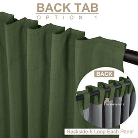 100% Blackout Shield linen curtains in moss green for living room ambiance