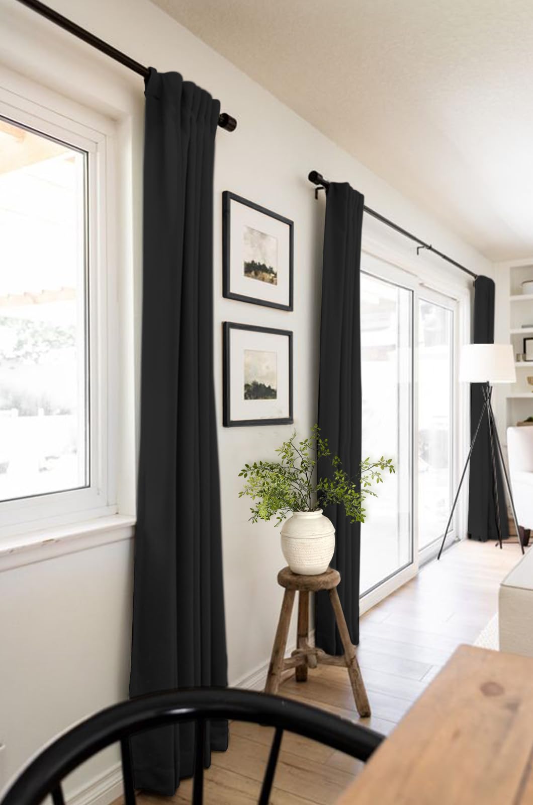 100% Blackout Shield linen curtains multiple hanging options easy setup