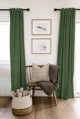 Rod pocket mounting option for 100% Blackout Shield linen curtains
