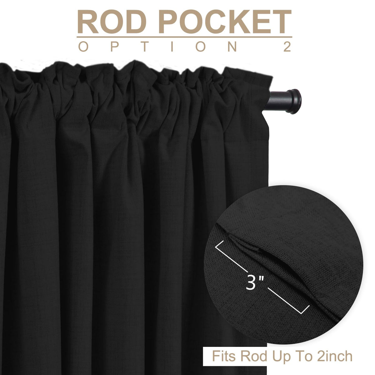 100% Blackout Shield linen curtains thermal insulation close-up