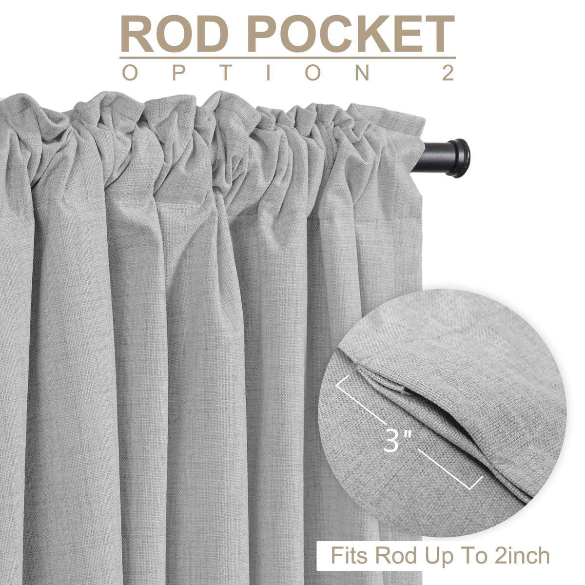Two-panel set in grey linen-look fabric for a classic, versatile look