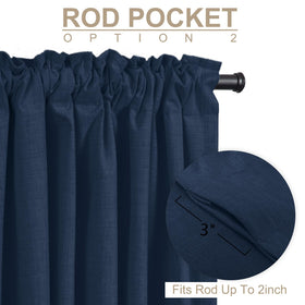 100% Blackout Shield linen-look curtains with soft drape and blackout coating.