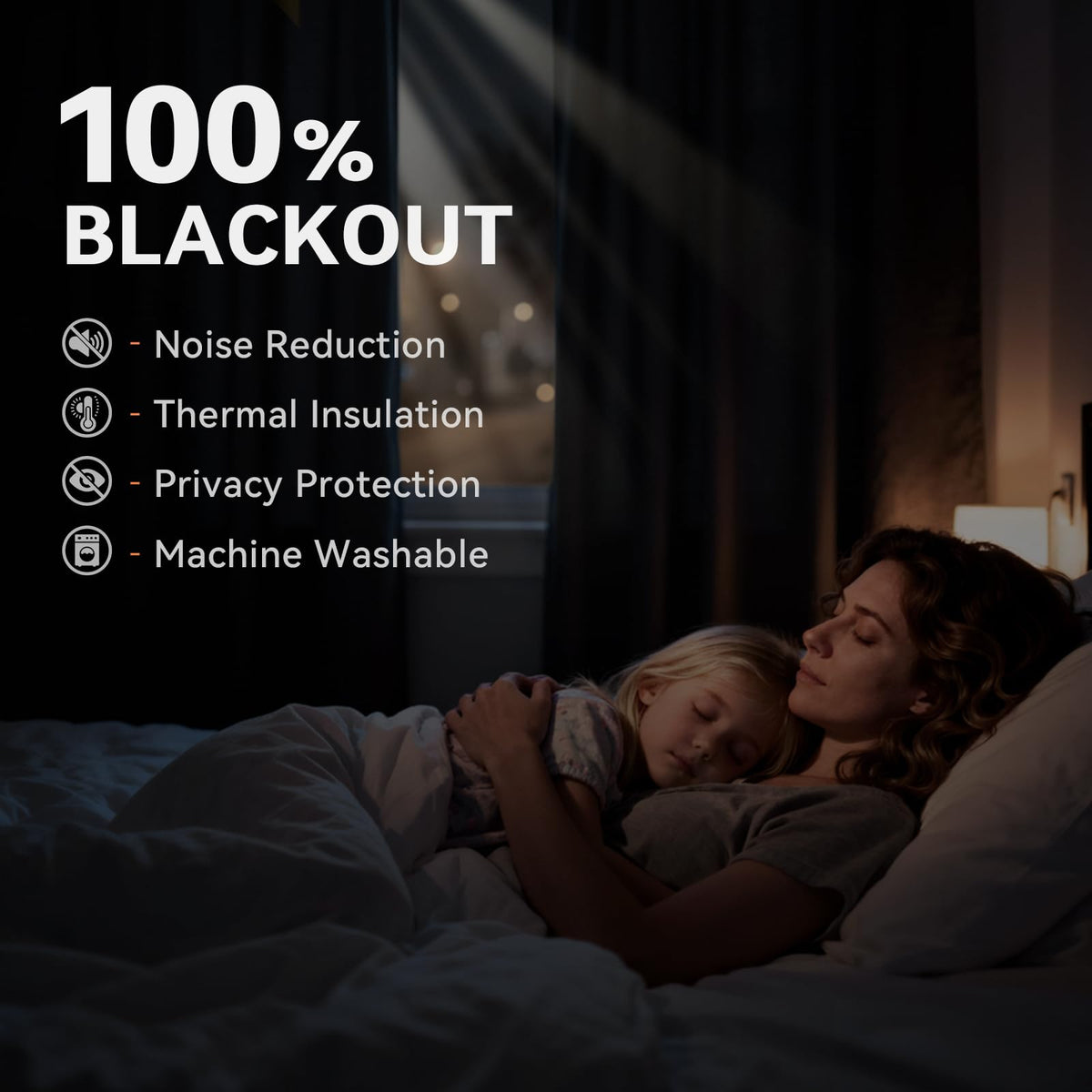 100% Blackout Shield nursery darkness panel aids daytime naps and quiet spaces.