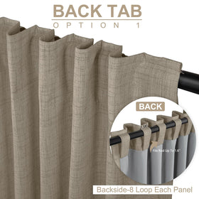 100% Blackout Shield rod-pocket top opening highlights quick, secure curtain hanging.