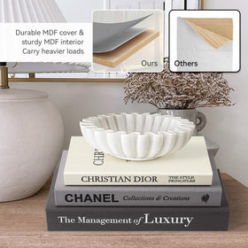 1DOT2 decorative books in beige linen used as a warm decor accent