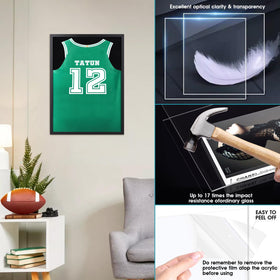 1DOT2 backboard with black velvet foam ensures elegant, secure memorabilia mounting