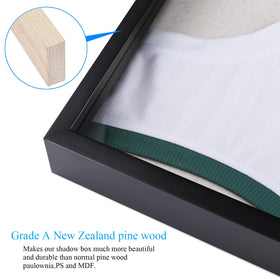 1DOT2 shadow box backboard fabric cover adds luxurious backdrop for art and memorabilia.
