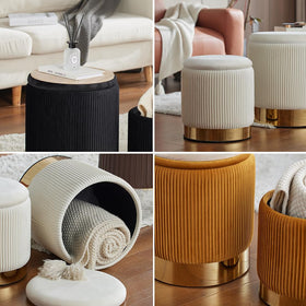 2BYF living-room setup shows versatile, multi-use ottomans for guests