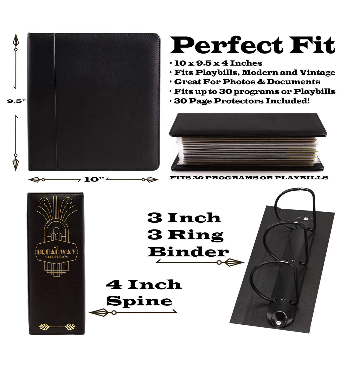 2Fold binder with black embossing and P logo, side view for durable storage