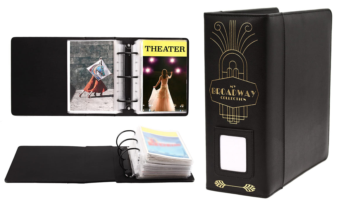 2Fold binder black PU leather with gold foil window protects and displays programs.