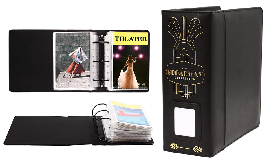 2Fold binder black PU leather with gold foil window protects and displays programs.