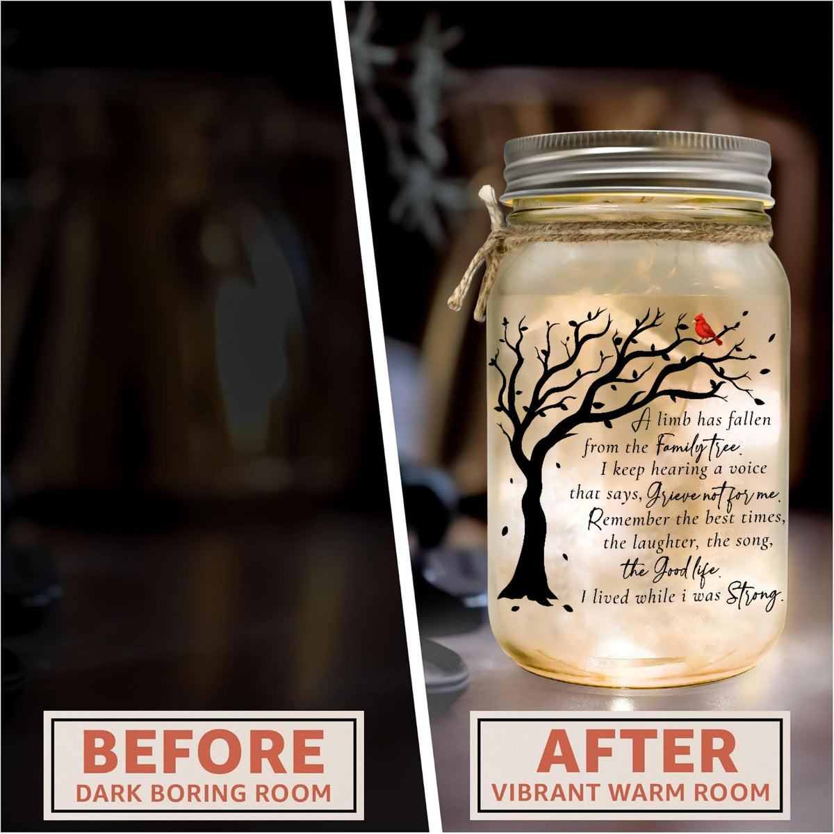 2IMT Cardinal memorial light bottle shines with warm comforting glow
