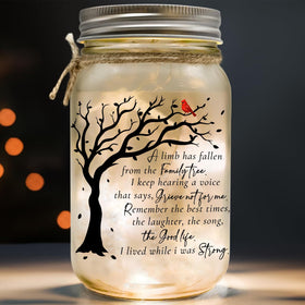 2IMT Memorial Gifts Mason Jar Light with red cardinal glows softly for remembrance