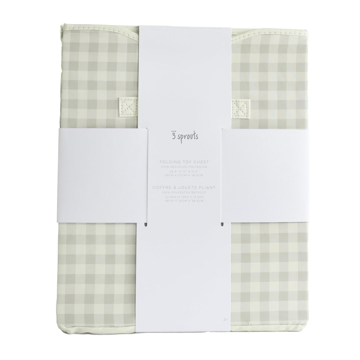 3 Sprouts toy chest gingham beige pattern adds subtle style