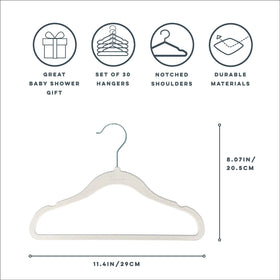 3 Sprouts Velvet Baby Hangers feature 360-degree swivel for easy outfit changes.
