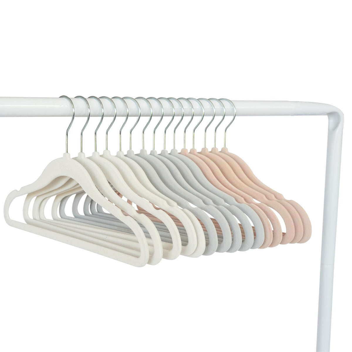 3 Sprouts velvet hangers feature a 360-degree swivel for easy access