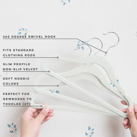 3 Sprouts Velvet Baby Hangers notched shoulders secure delicate garments