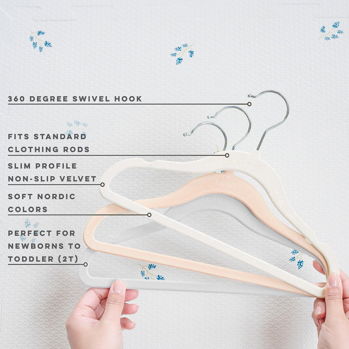 3 Sprouts velvet hangers with notched shoulders prevent slipping