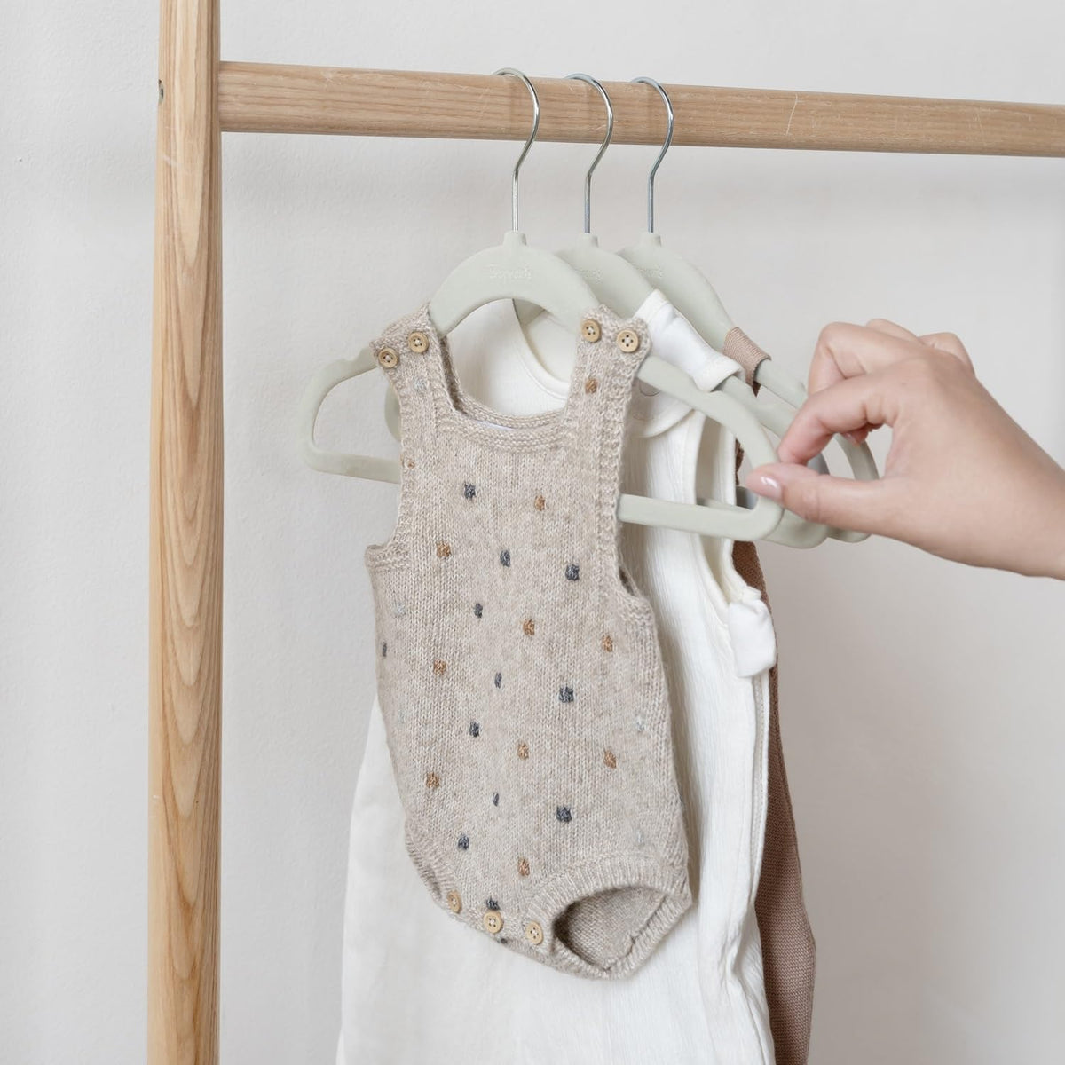 3 Sprouts Velvet Baby Hangers slim profile saves closet space