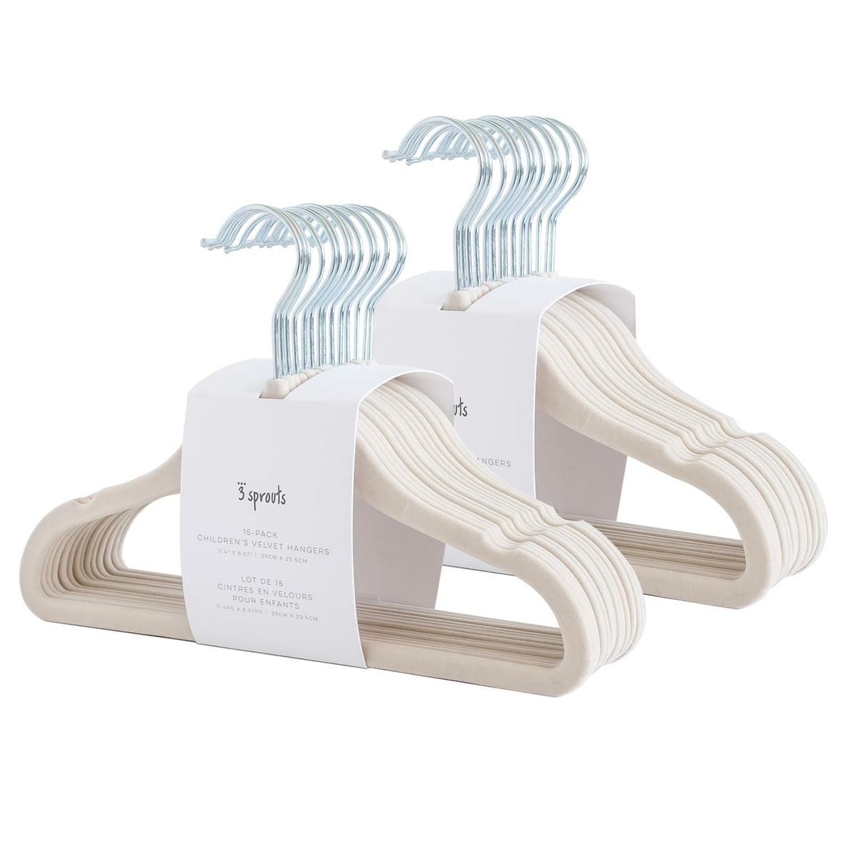 3 Sprouts Velvet Baby Hangers show slim profile for space-saving nursery closet