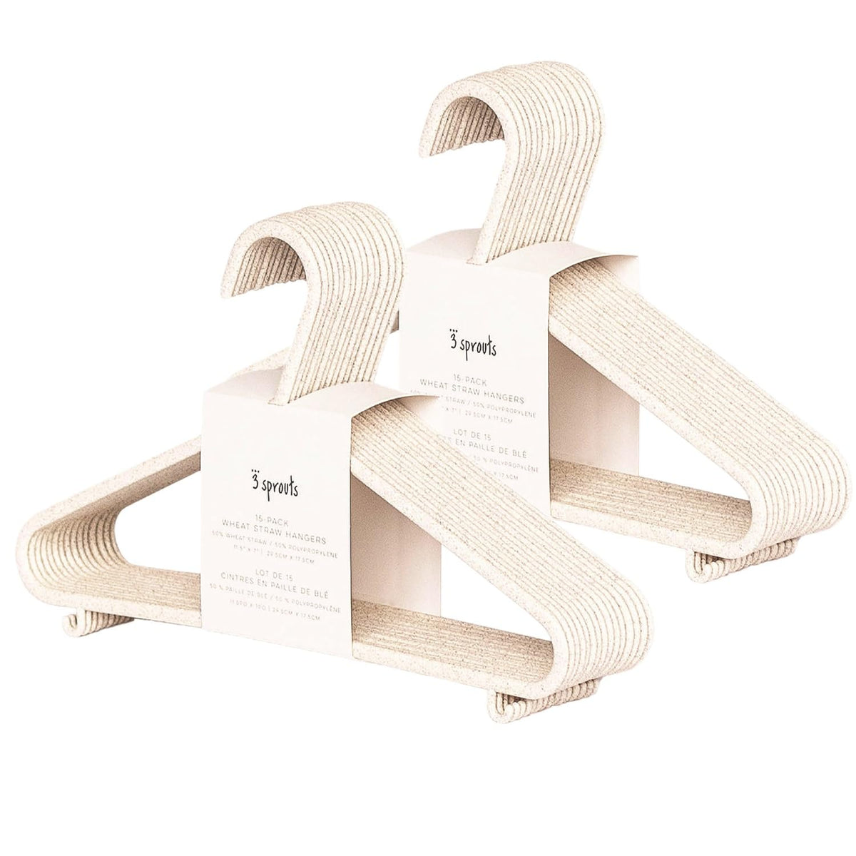 3 Sprouts speckled cream wheat straw hangers organize toddler outfits efficiently