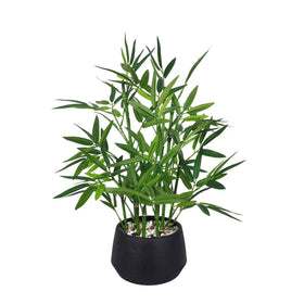 365 Blooming Decor artificial bamboo plant in black pot enhances living room ambiance