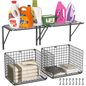 3IngSeagulls 2-pack laundry shelf over washer-dryer keeps items organized.