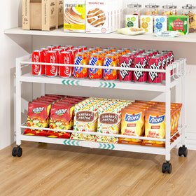3IngSeagulls 2-tier expandable pantry cart with wheels provides flexible kitchen storage.