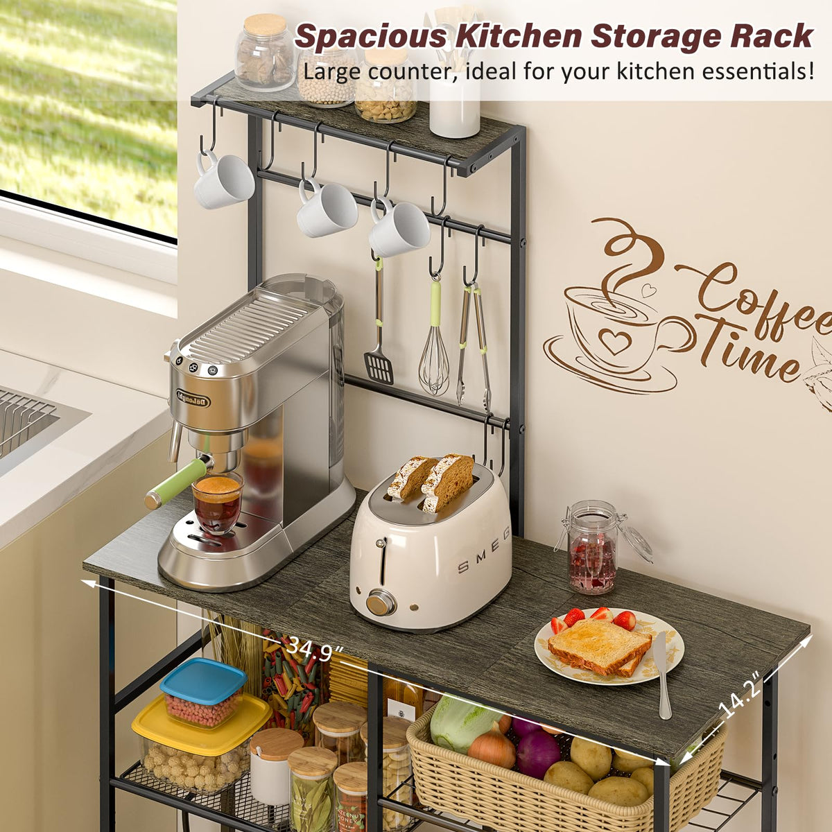 3IngSeagulls adjustable right shelf height helps adapt to pot sizes.