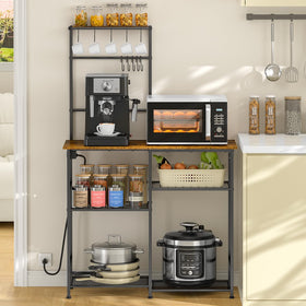 3IngSeagulls Baker Rack with Power Outlet showing top surface for spices and compact appliances.