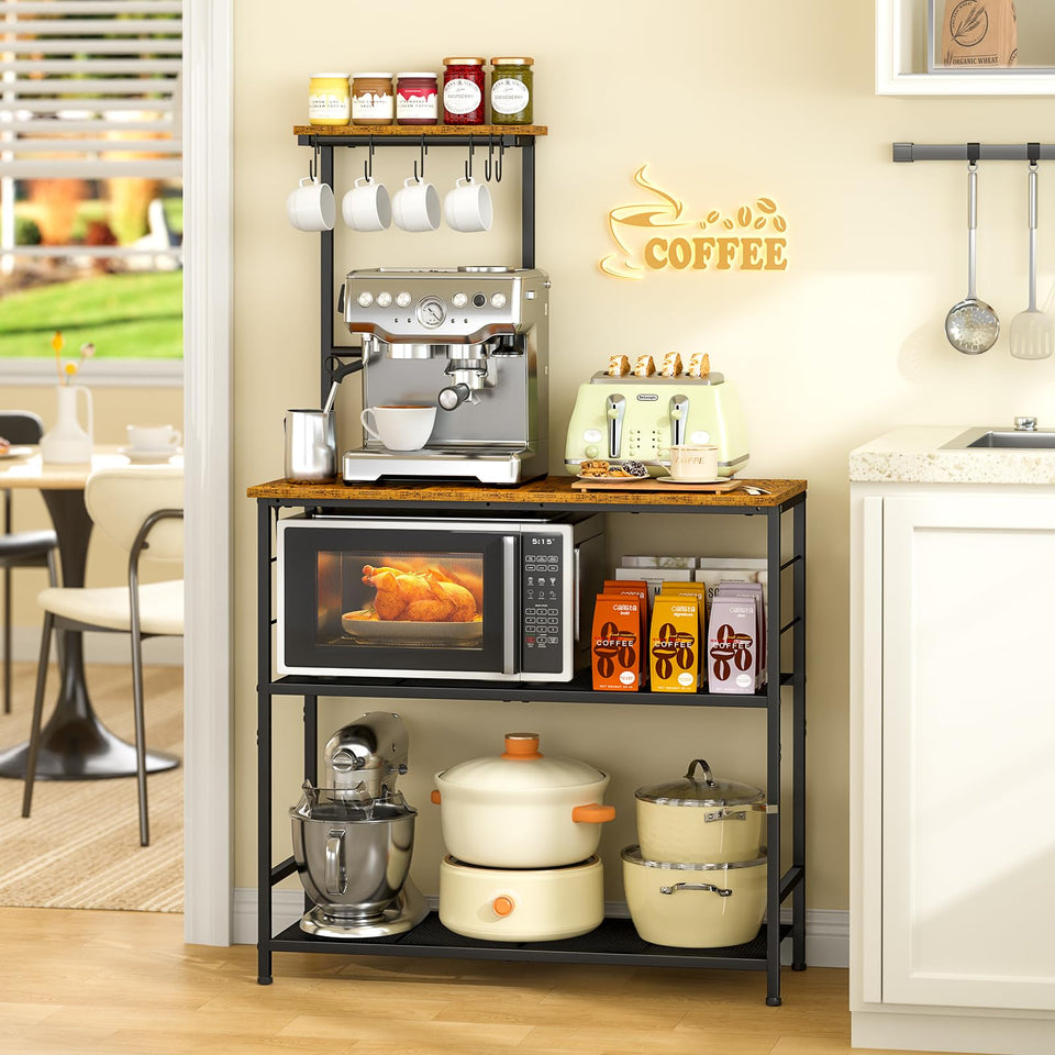 3IngSeagulls bakers rack with microwave slot for compact kitchens