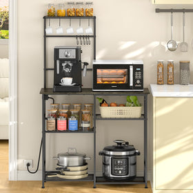 3IngSeagulls bakers rack with power outlet keeps appliances tidy and ready.