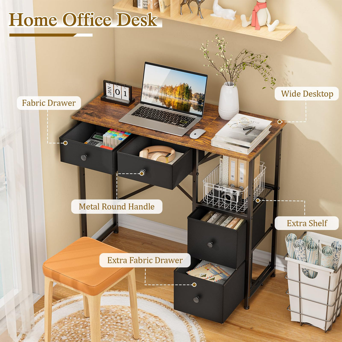 3IngSeagulls 33.5-inch desktop fits laptop and notebook in tight spaces