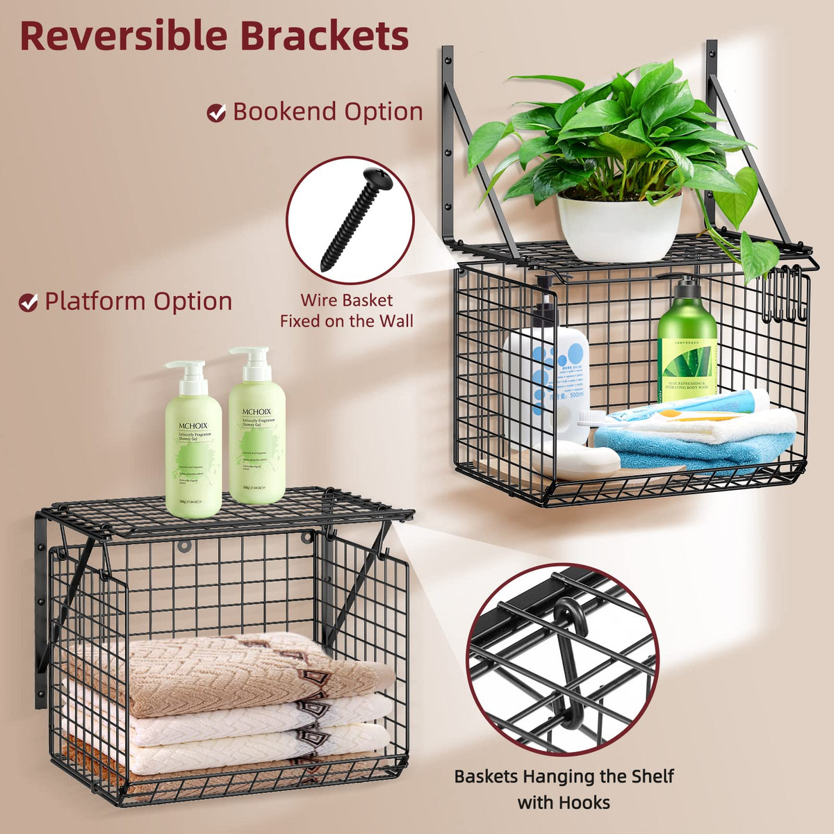 3IngSeagulls heavy-duty steel wire construction supports sturdy storage.