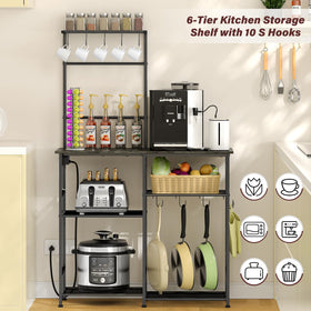 3IngSeagulls kitchen storage shelf rack provides ample space for spices, oils, and jars.