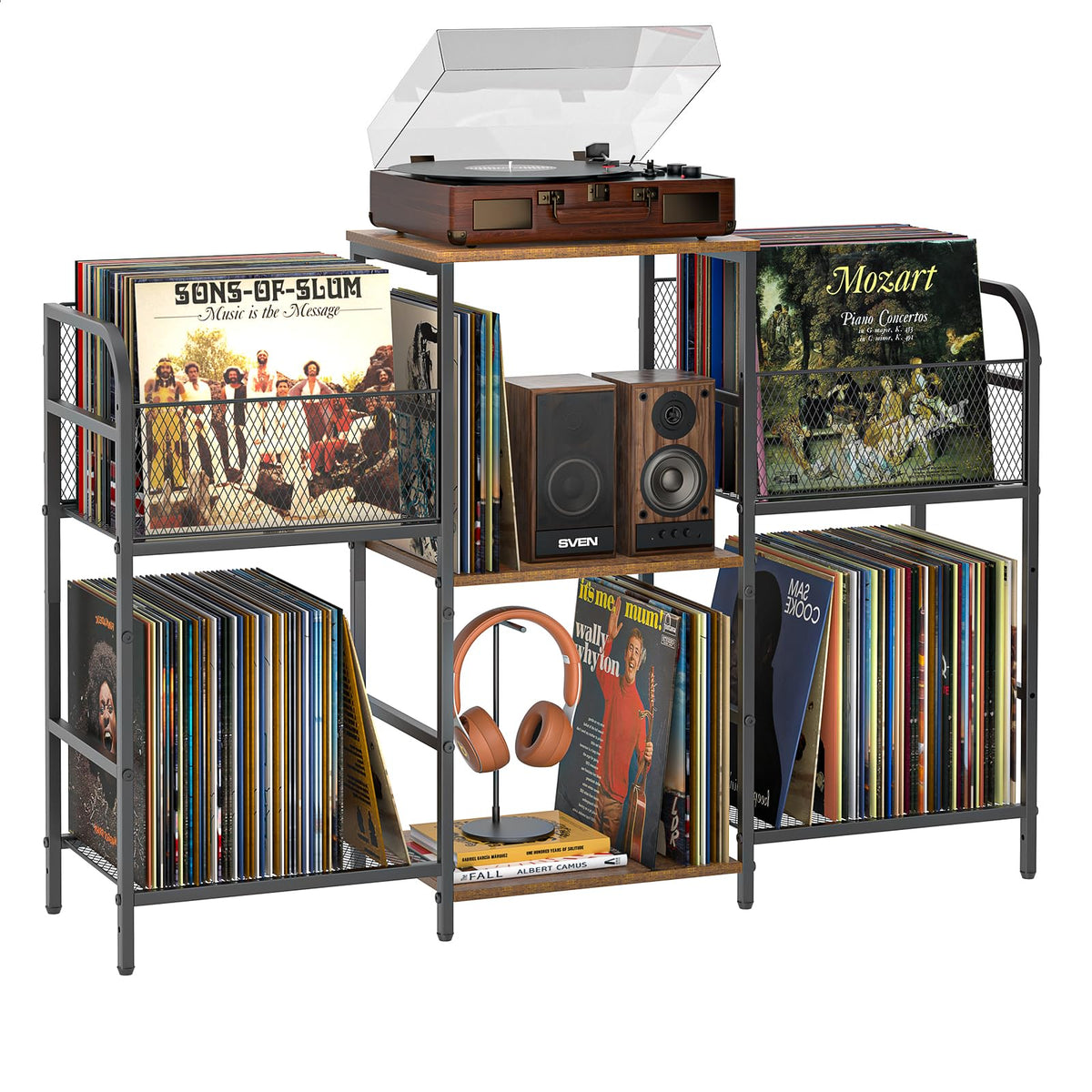 3IngSeagulls open-display-shelf showcases records and player together