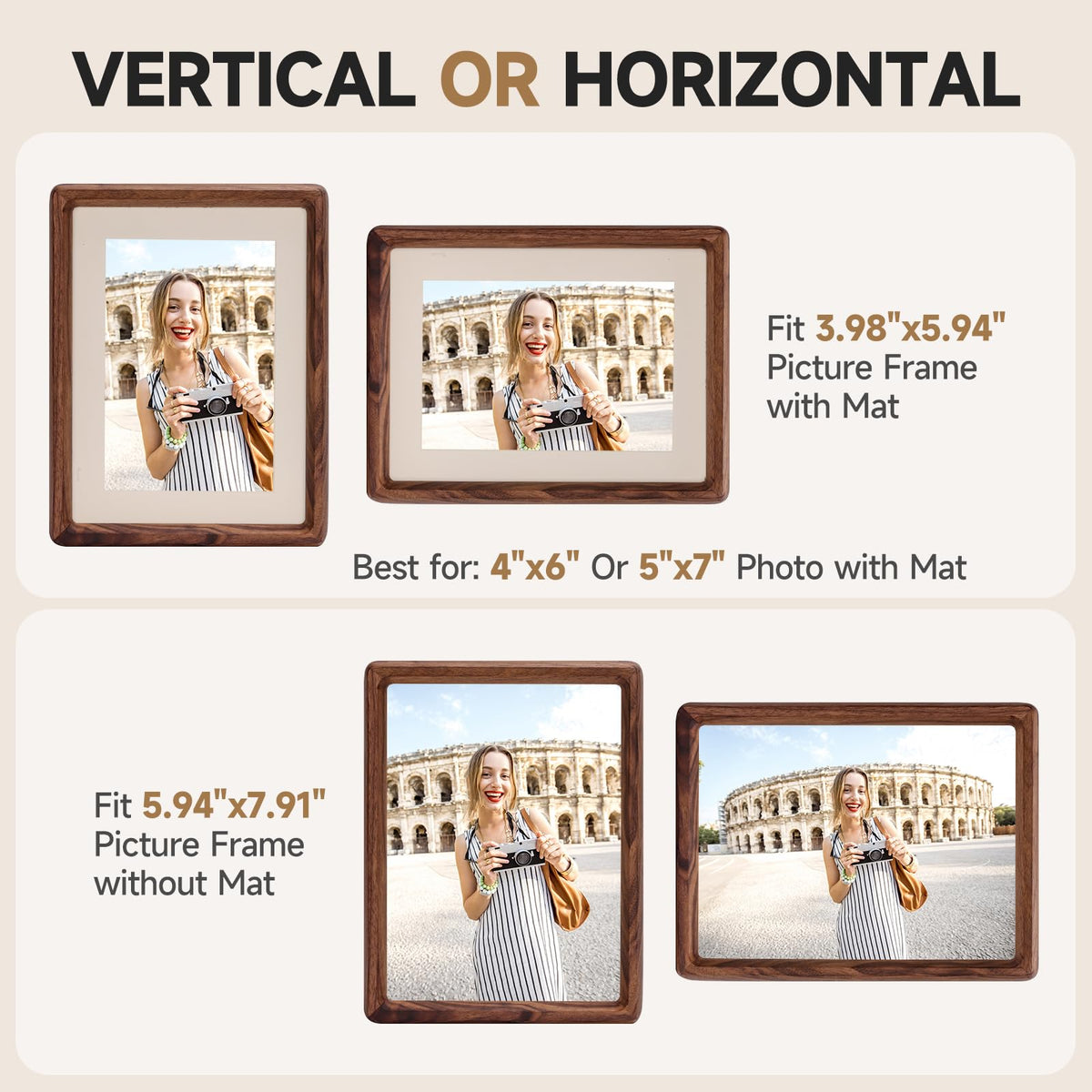 3Liangthings table-top display frame supports horizontal or vertical orientation.