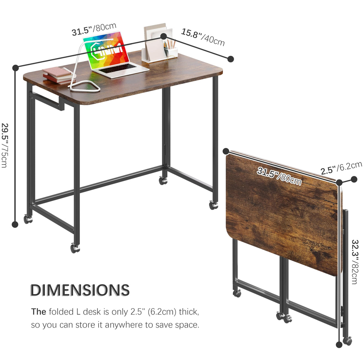 4NM rustic brown and black finish enhances cozy home office.