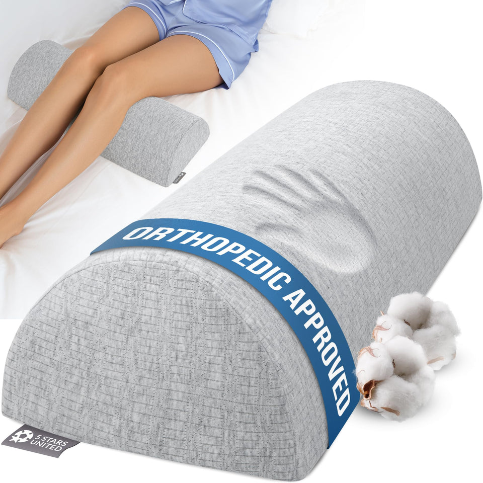 5 STARS UNITED half moon knee pillow supports back sleepers for improved comfort.