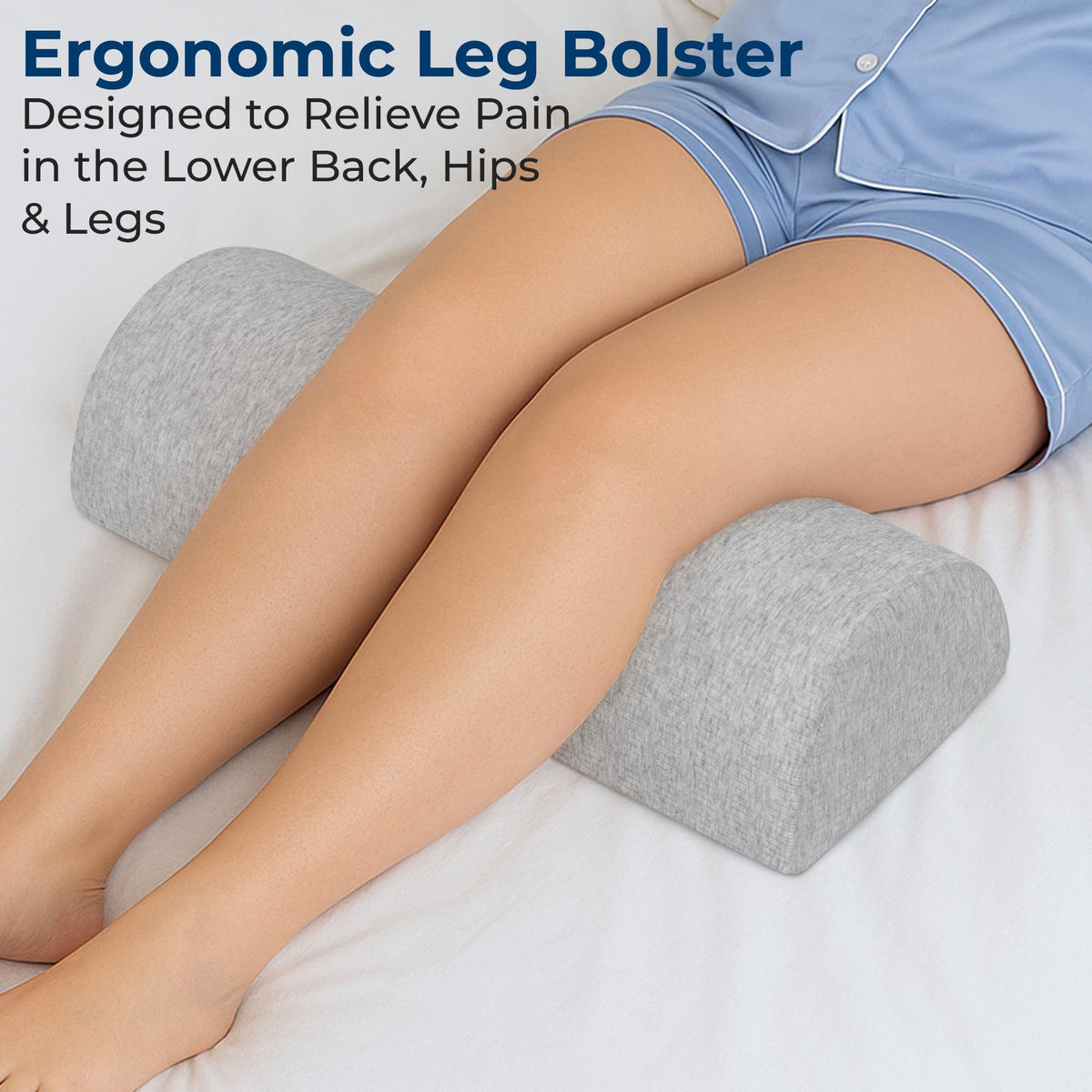 5 STARS UNITED half moon pillow large gray supports knees and legs for spine comfort.