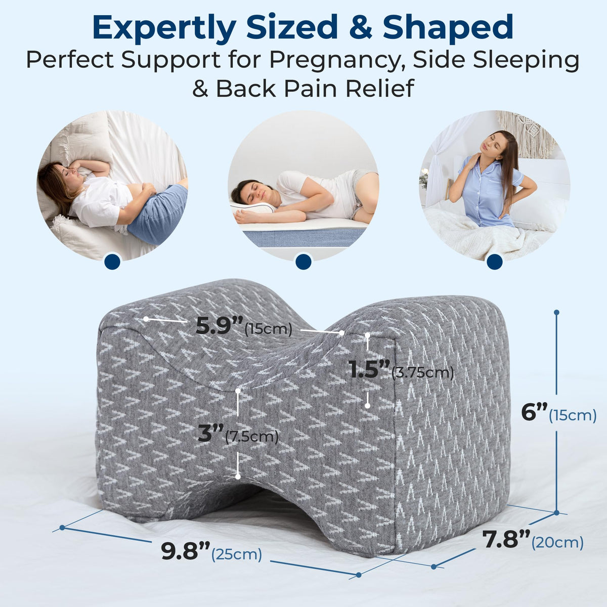 5 STARS UNITED knee pillow between calves stabilizes leg position while sleeping