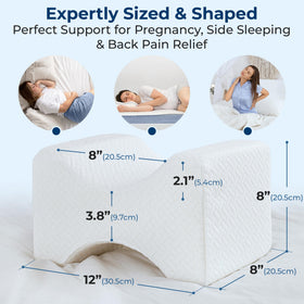 Maternity-friendly knee pillow supports pregnancy comfort during rest.