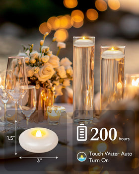 5plots floating candle as wedding centerpiece with romantic, flame-free ambiance