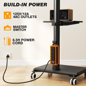 5Rcom height-adjustable TV cart for optimal eye level viewing.