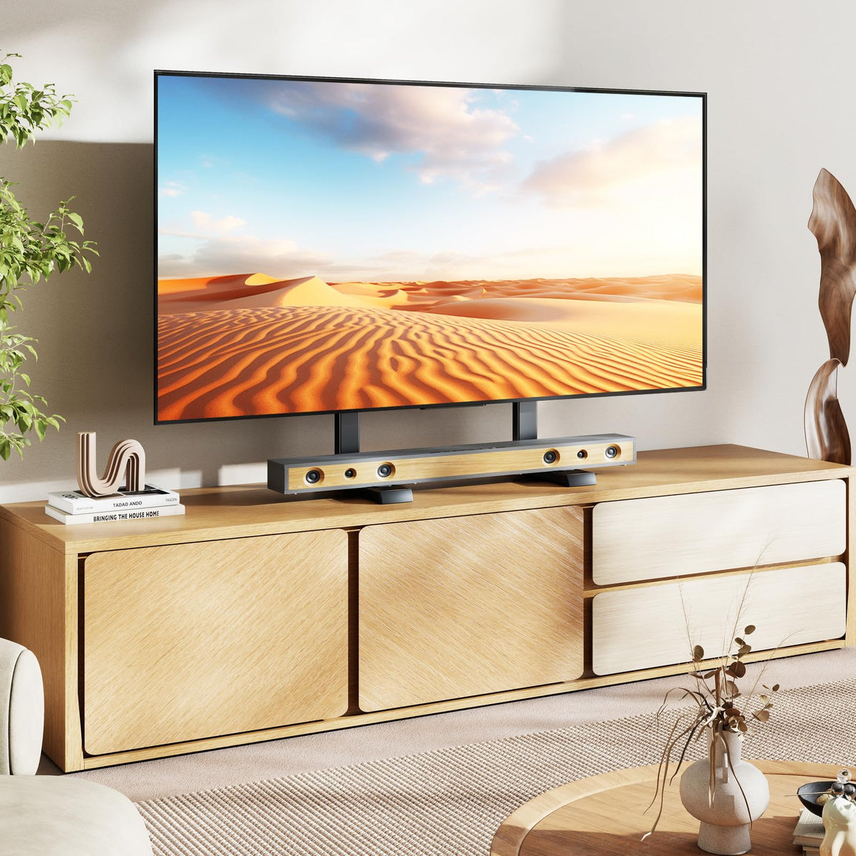 5Rcom table top TV stand safety features protect your TV and surface.